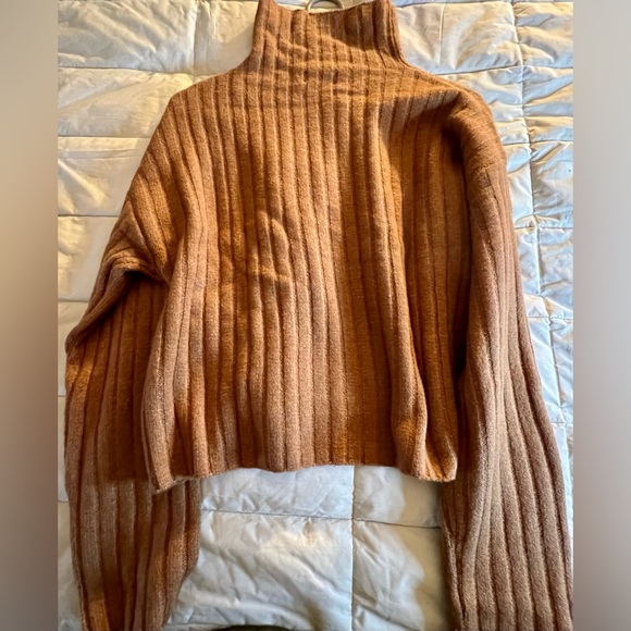 NWT Open Edit Camel colored ribbed mock neck sweater. Women’s size medium. - Picture 2 of 7
